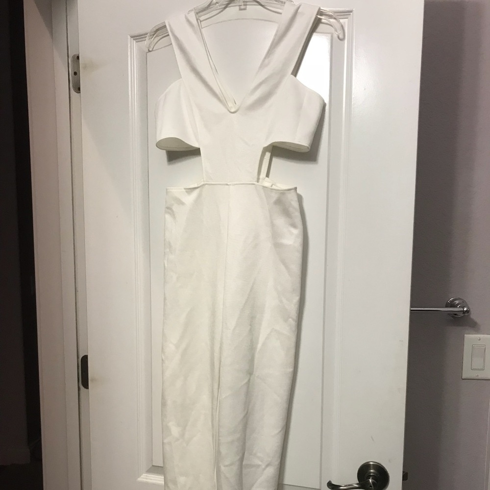 Twin Sister Plunge Front Jumpsuit in White